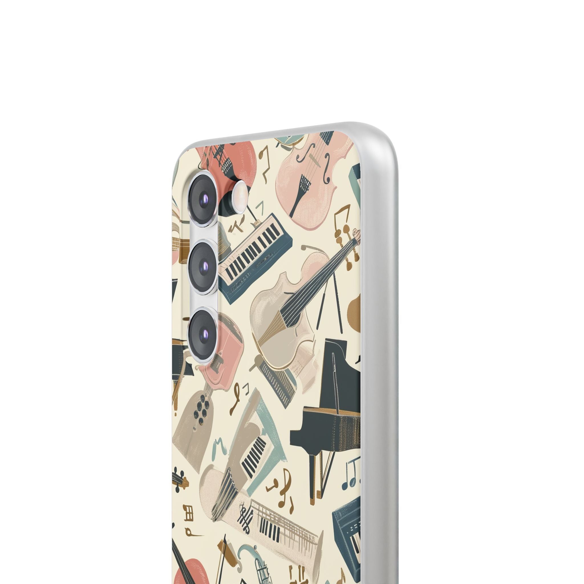 Beige Musical Instruments Pattern - Flexi Samsung S23 Phone Case