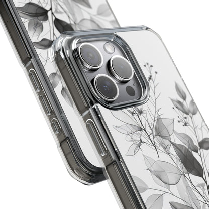 Monochrome Floral Elegance iPhone 15 - Clear Impact Phone Case