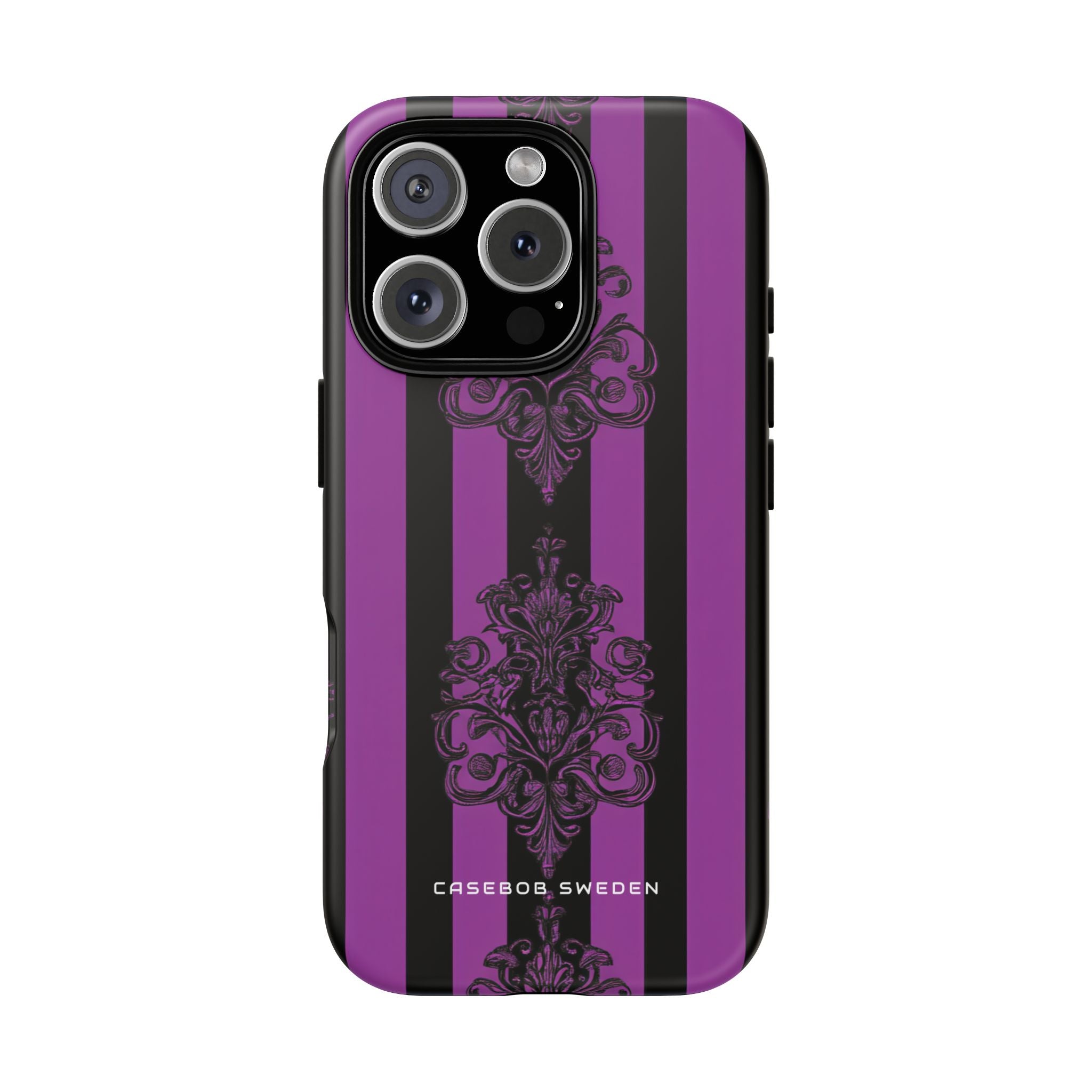 Gothic Elegance with Vertical Stripes and Ornamental Motifs iPhone 16 - Tough Phone Case