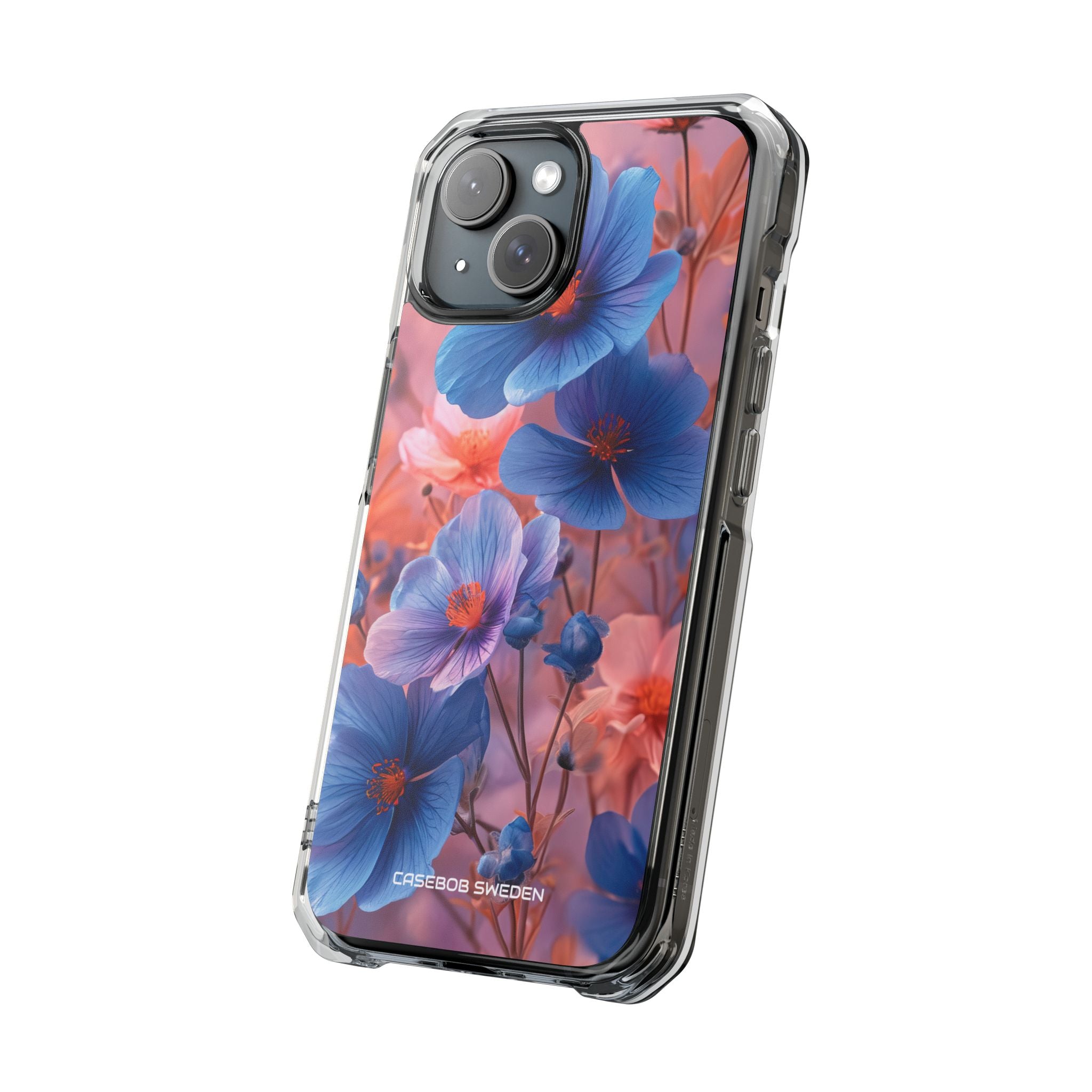 Blue Peach Blossoms - Clear Impact iPhone 15 Phone Case