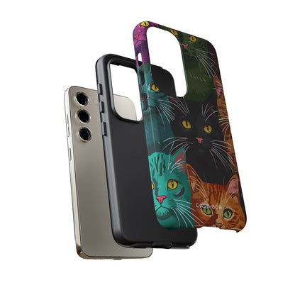 Teal Cat Grid Samsung S23 Case - Tough