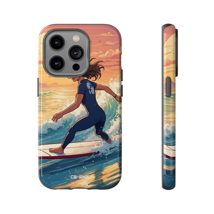 Surfing Into Sunset - iPhone Case