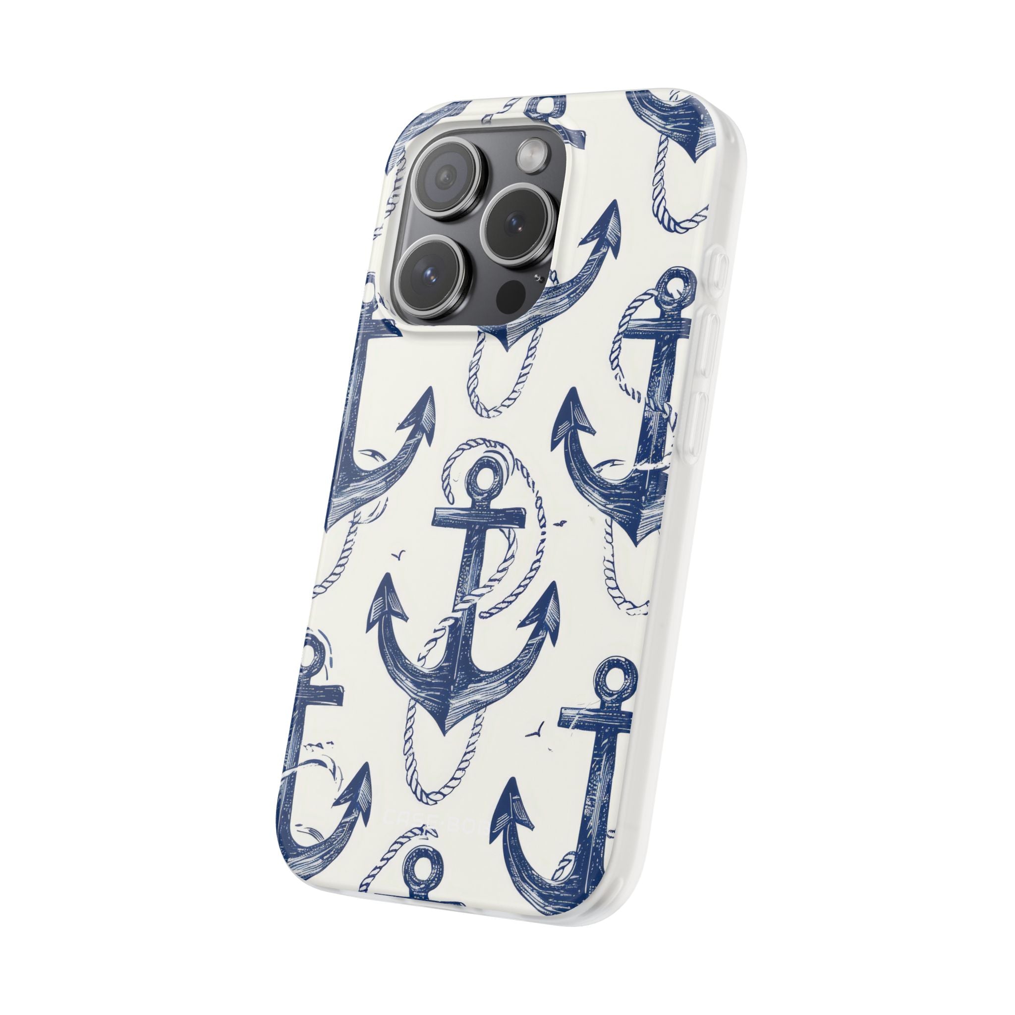 Navy Anchor Loop iPhone 15 Pro Case - Soft