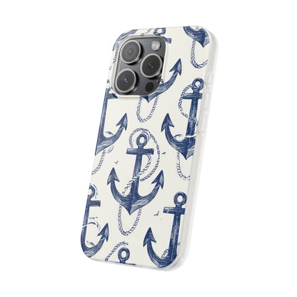 Navy Anchor Loop iPhone 15 Pro Case - Soft