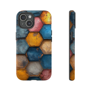 Pastel Honeycomb Bliss: Yellow & Blue - Protective Phone Case