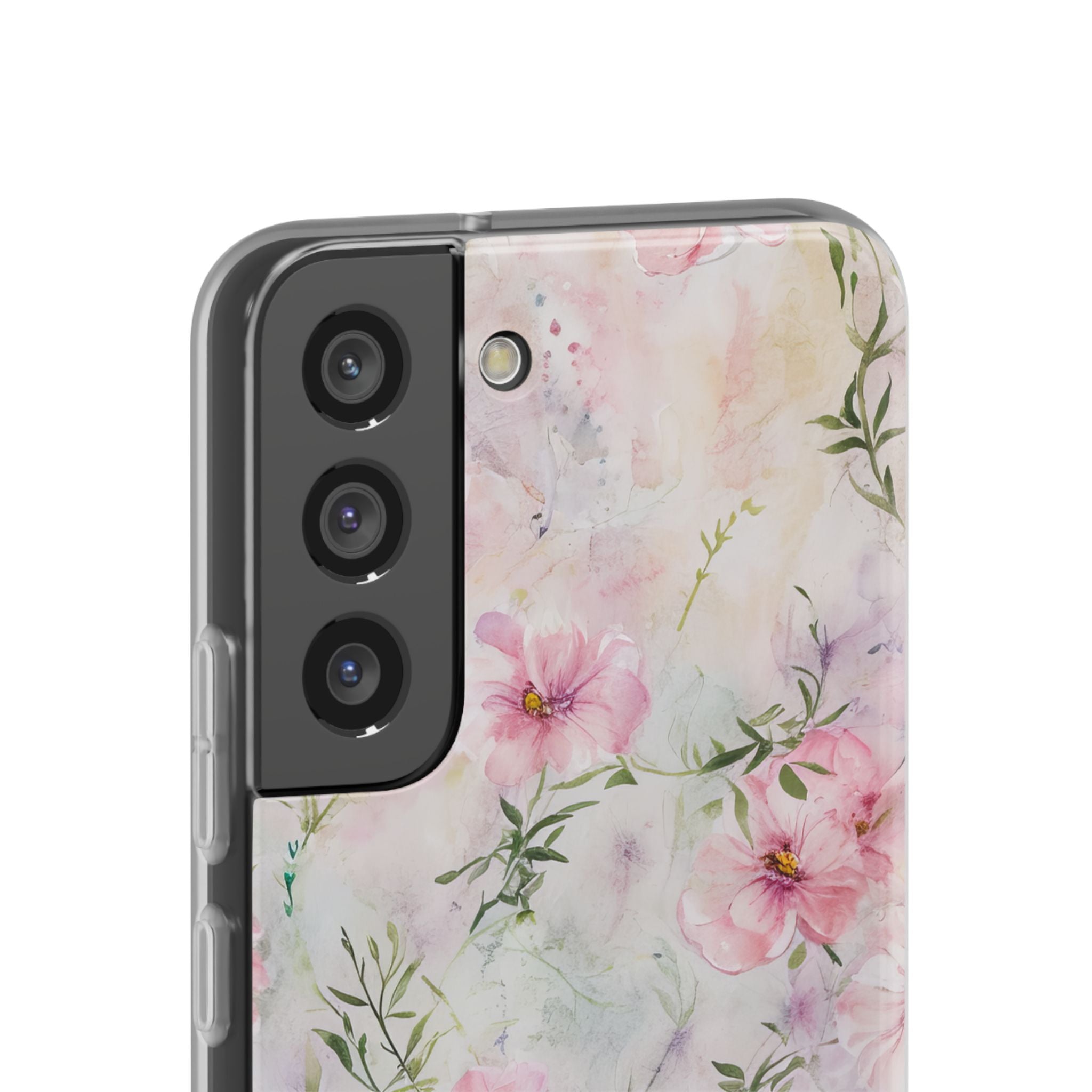 Pink Floral Watercolor Decor - Flexi Samsung S22 Phone Case