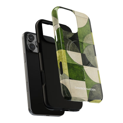 Green Geometric Harmony - Tough + MagSafe® iPhone 16 Phone Case