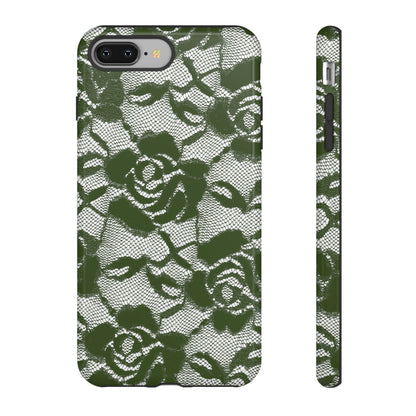 Green Lace Gothic Flower - Protective Phone Case