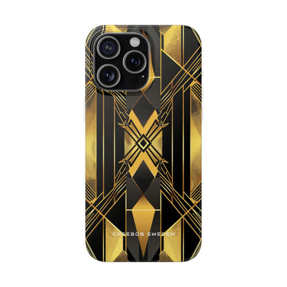 Golden Geometric Elegance iPhone 15 - Flexi Phone Case