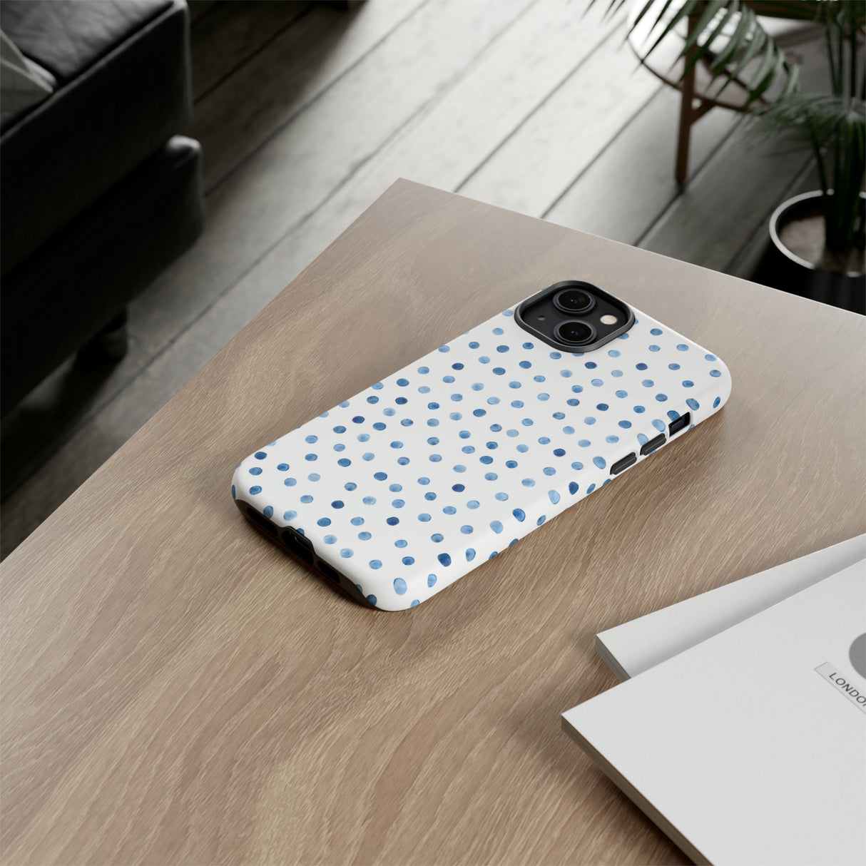 Blue Dots Pattern - Protective Phone Case