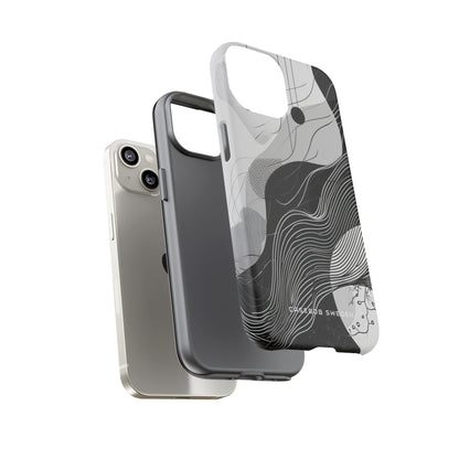 Fluid Rhythms: Monochrome Line Flow iPhone 14 - Tough Phone Case