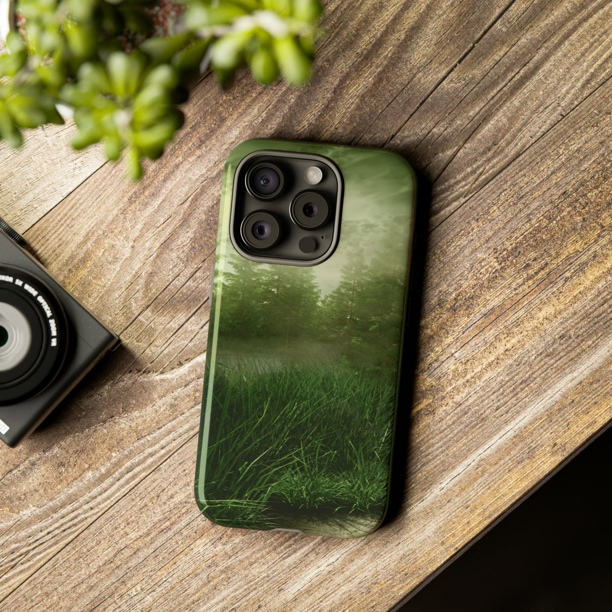 Foggy Green Landscape - Protective Phone Case