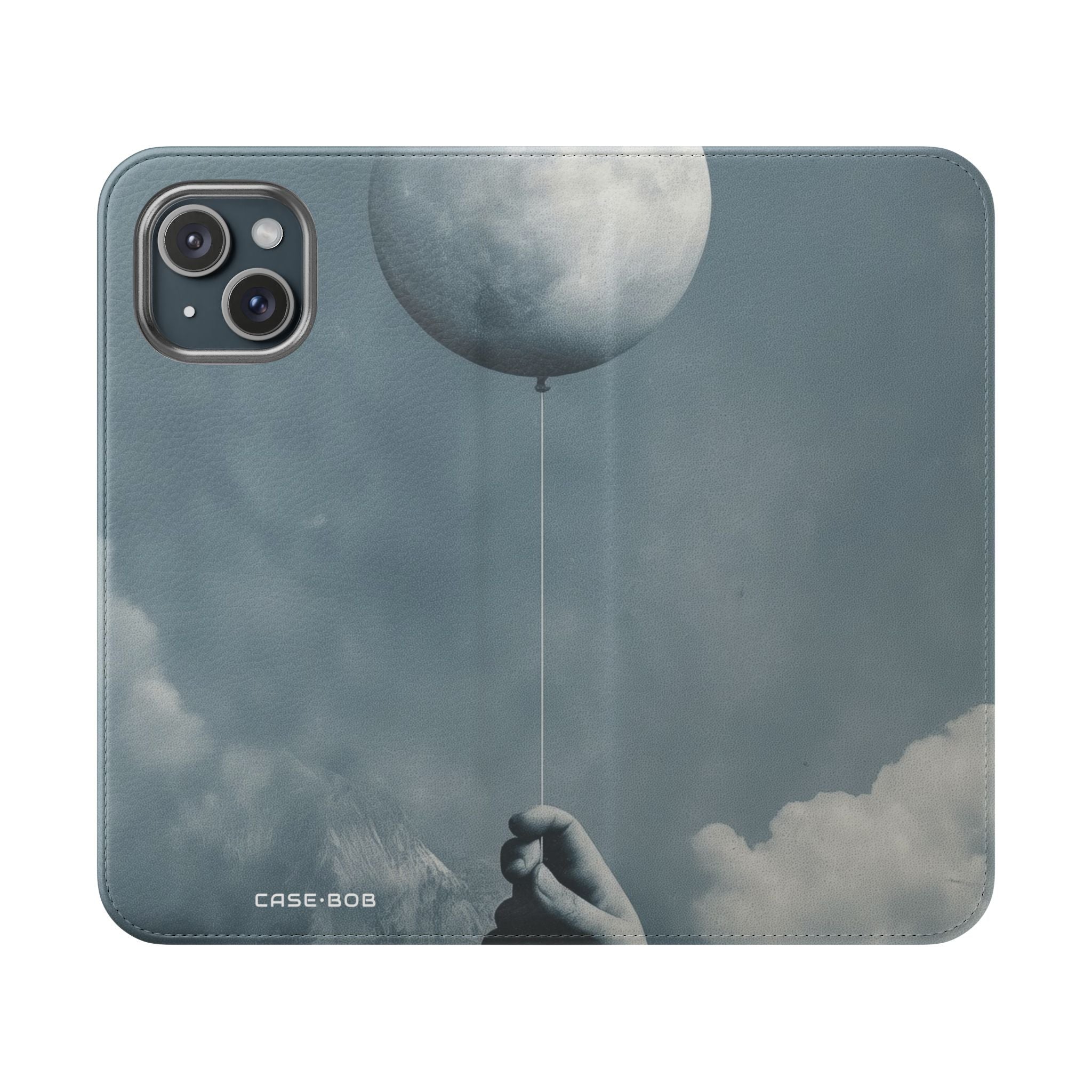 Moon Balloon Blue - iPhone 15 Case - Wallet