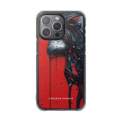 Textured Crimson Bloom iPhone 15 - Clear Impact Phone Case