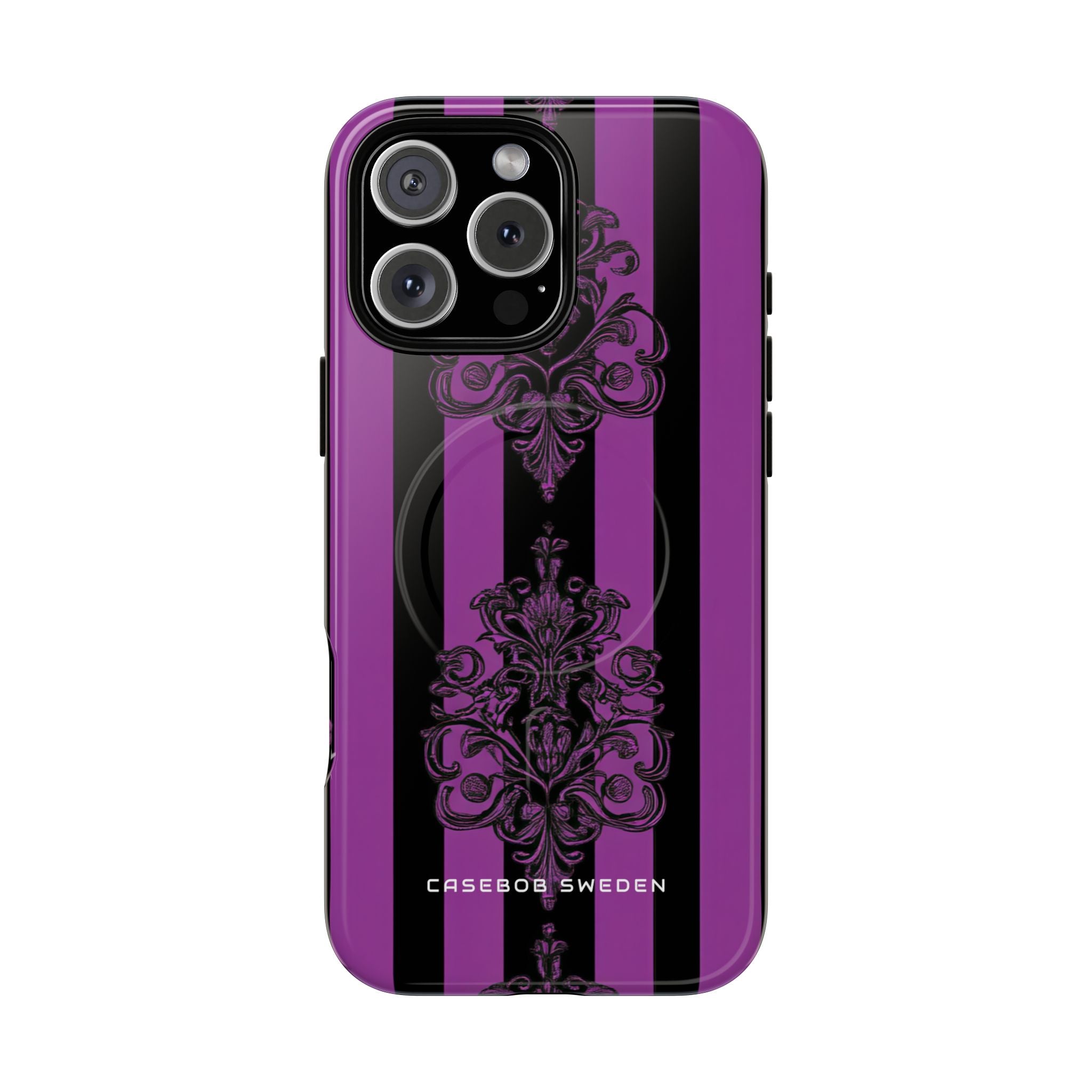 Gothic Elegance with Vertical Stripes and Ornamental Motifs iPhone 16  Tough+ Phone Case