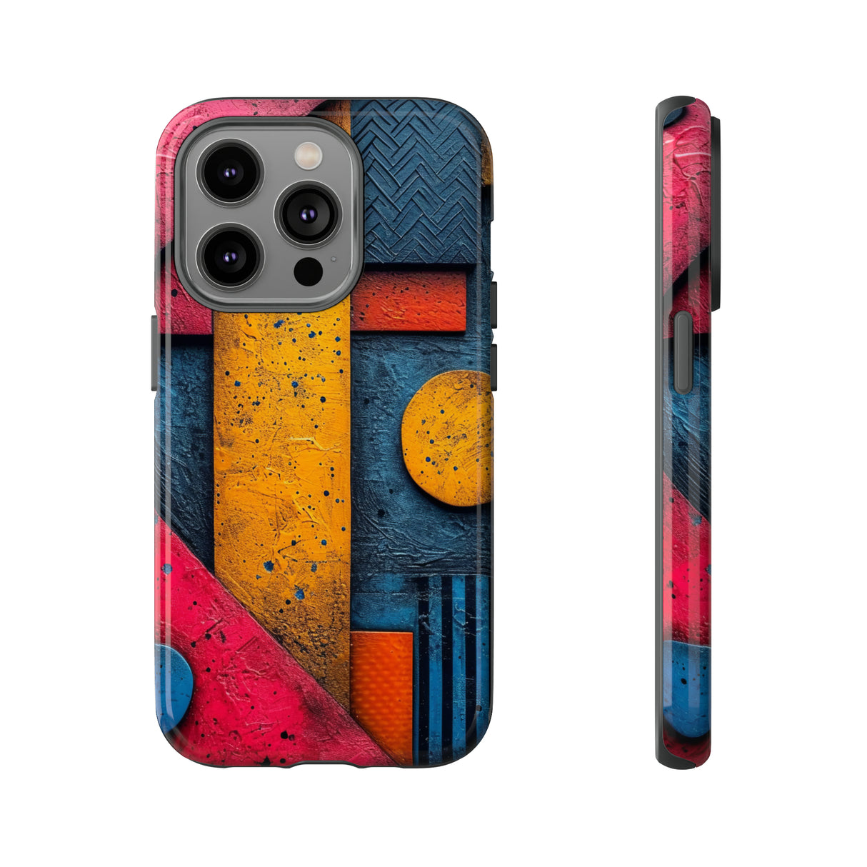 Neon Geometric Fusion - Protective Phone Case