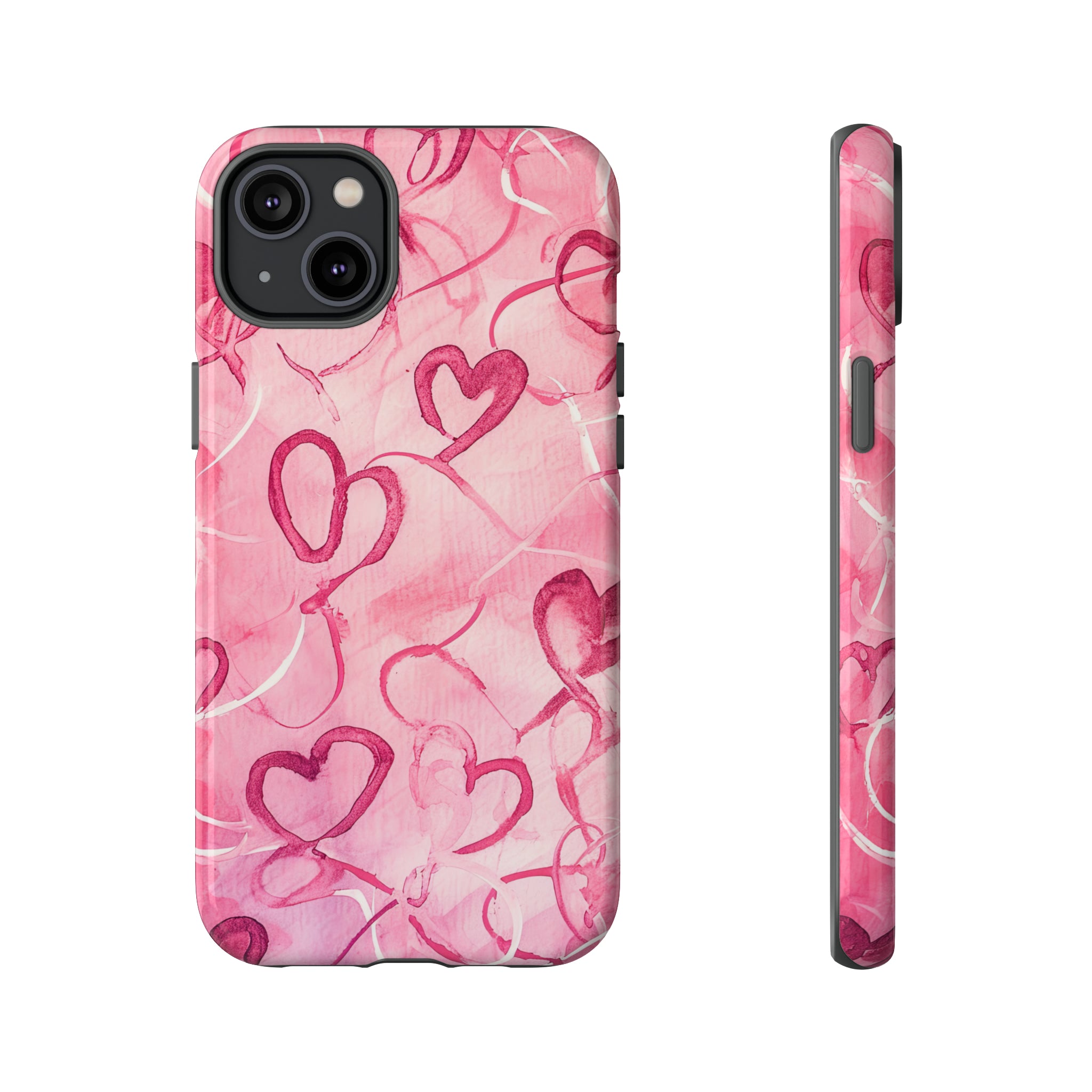 Intertwined Hearts & Cupid - Protective Phone Case