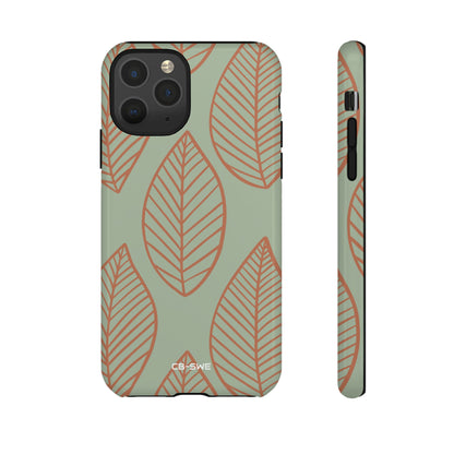 Mint and Orange Leaves - iPhone Case