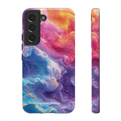 Abstract Blue Pink Waves - Tough Samsung S22 Phone Case