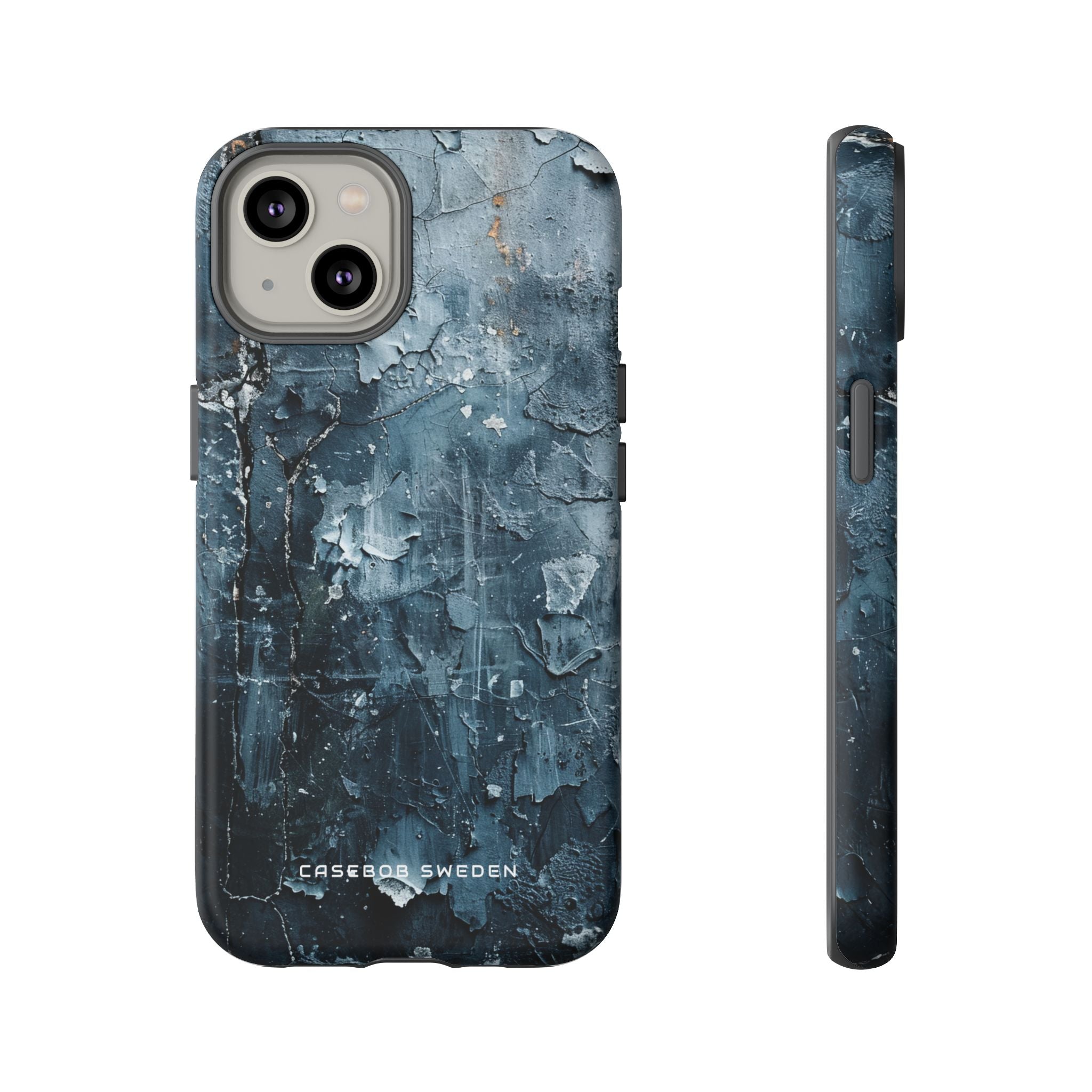 Weathered Blue Tapestry with Cracked Layers iPhone 14 - Tough Phone Case