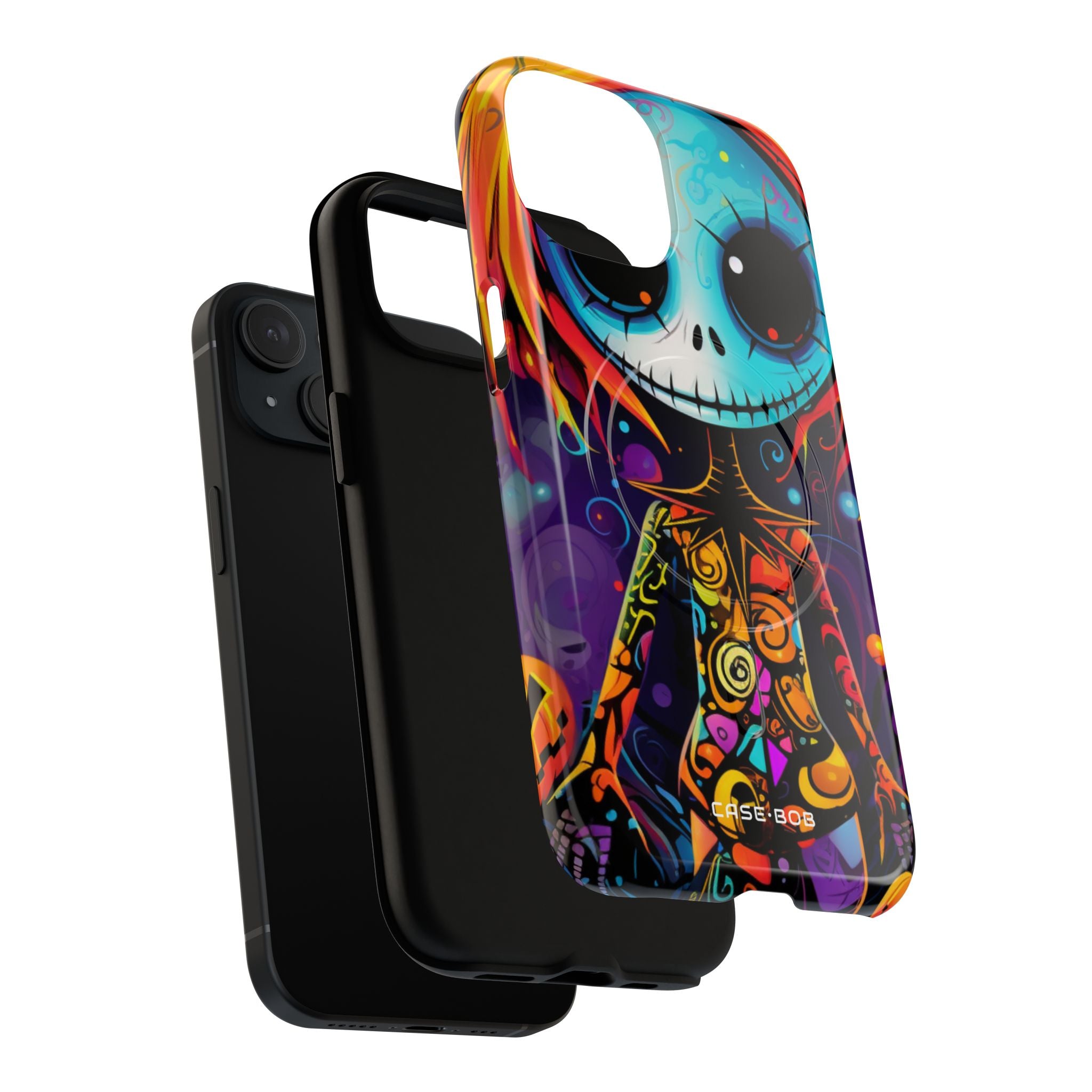 Blue Skull Swirl iPhone 15 Case - Tough+