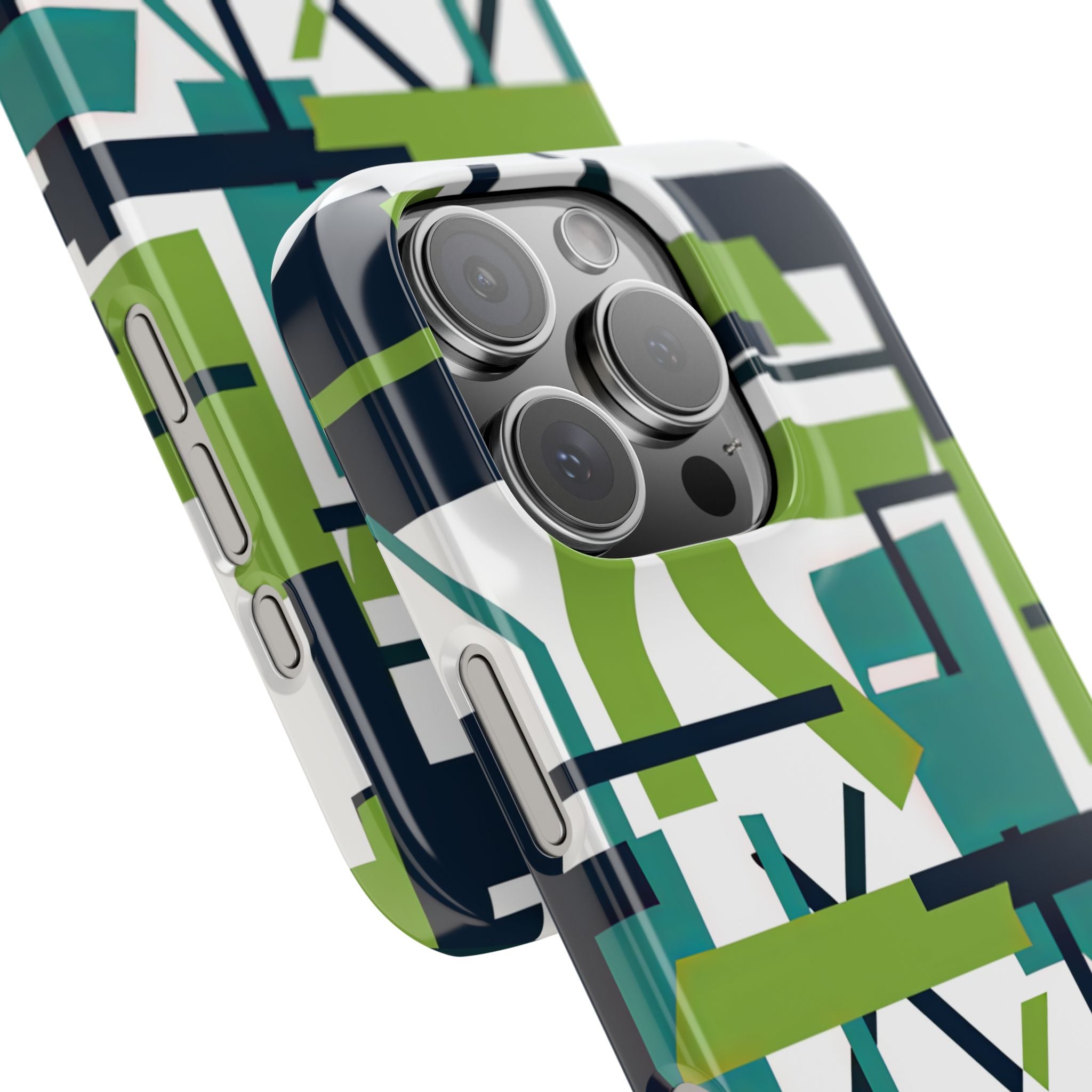 Green Geometry Glide iPhone 16 - Slim Phone Case