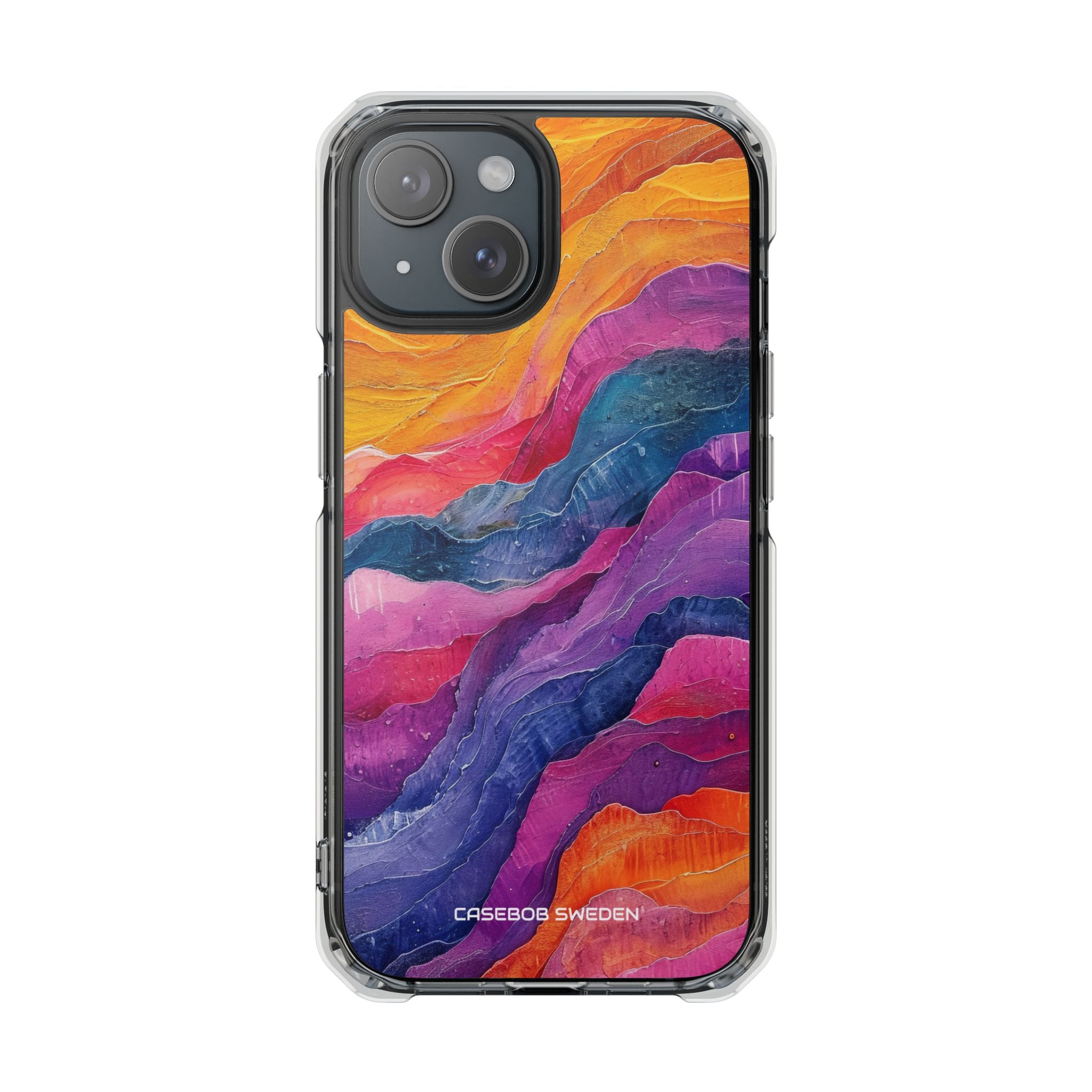 Vibrant Abstract Waves - Clear Impact iPhone 15 Phone Case