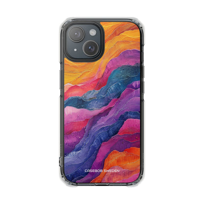 Vibrant Abstract Waves - Clear Impact iPhone 15 Phone Case