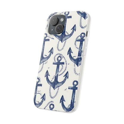 Navy Anchor Loop iPhone 15 Case - Soft
