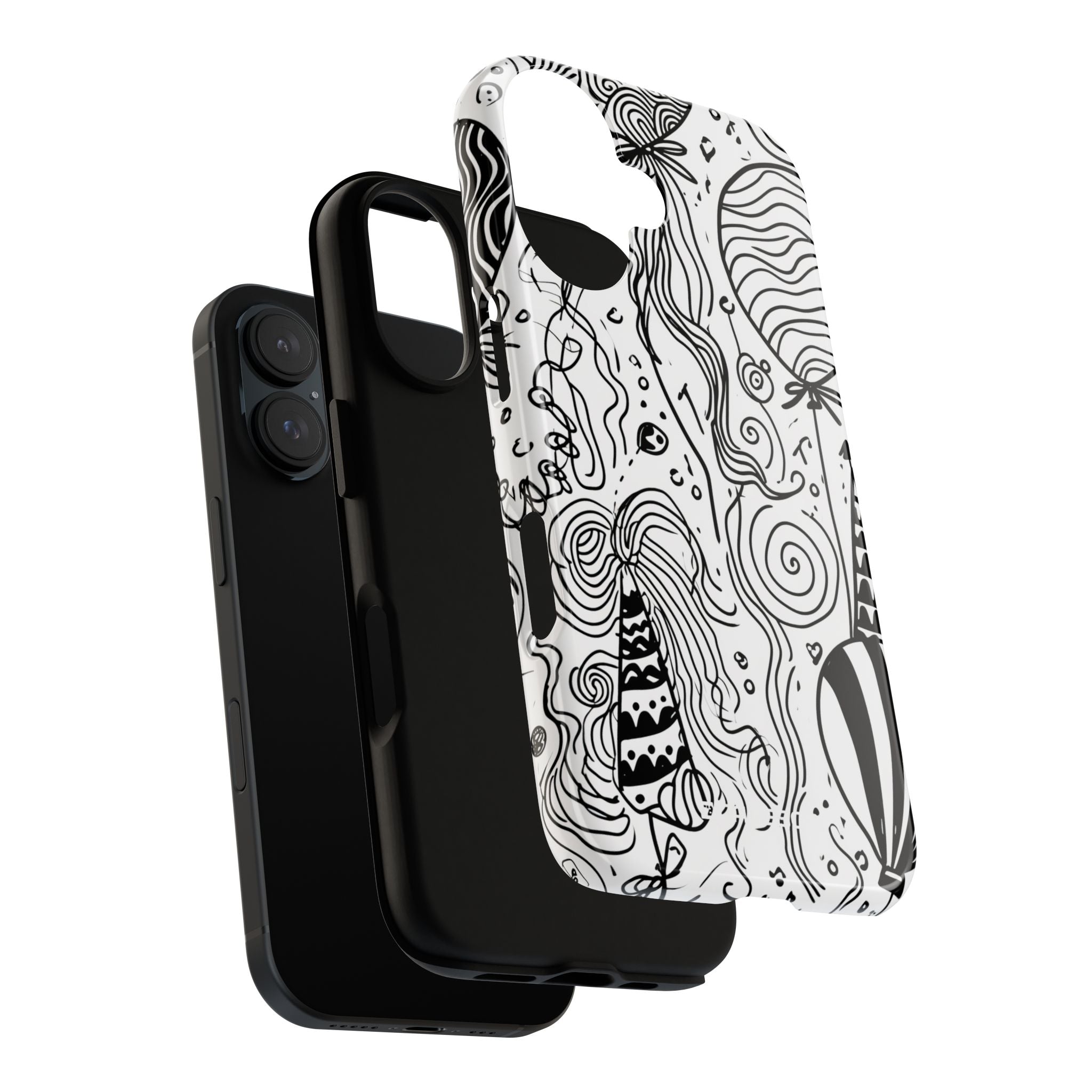 Whimsical Celebration in Black and White - for iPhone 16