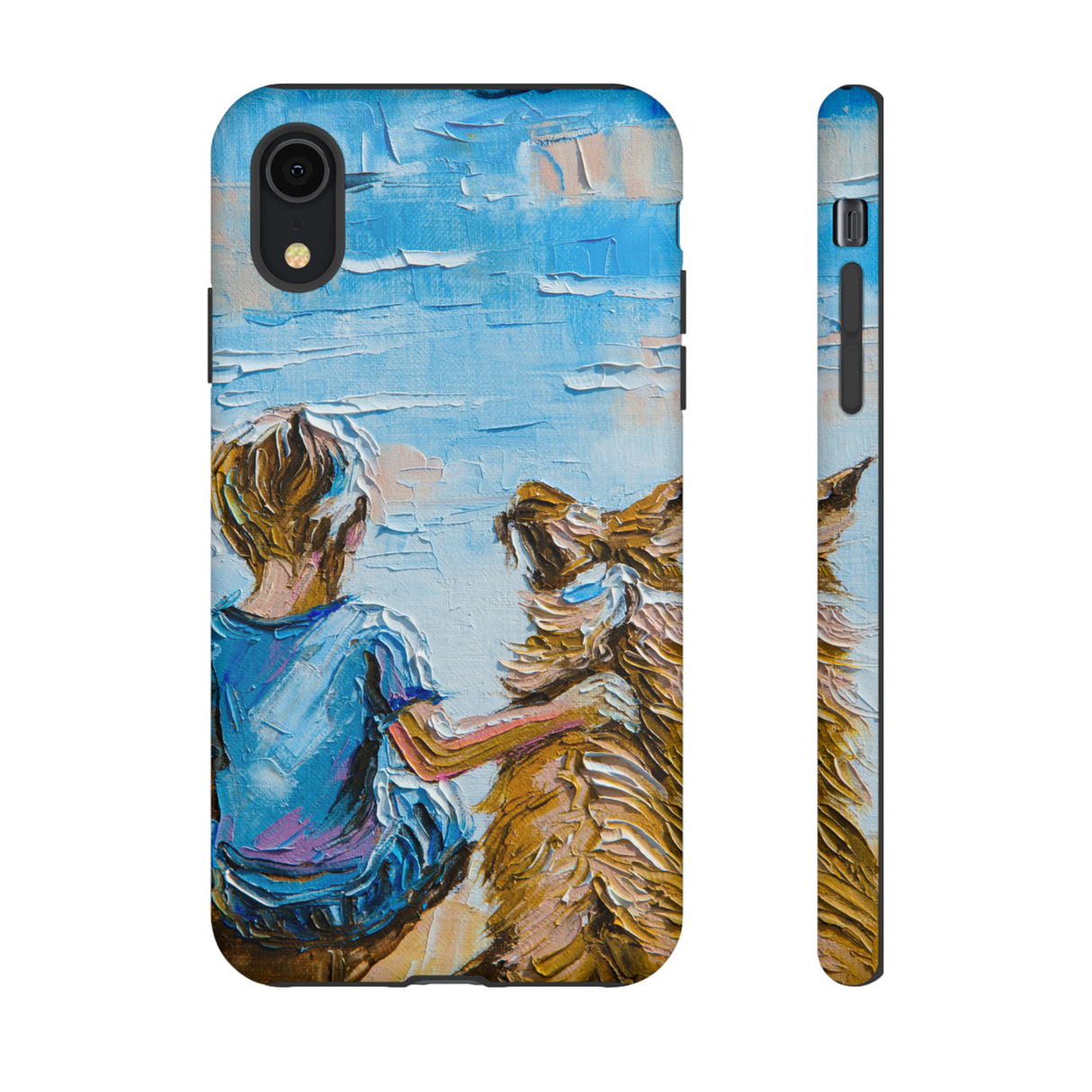 Boy with Dog - Protective Phone Case