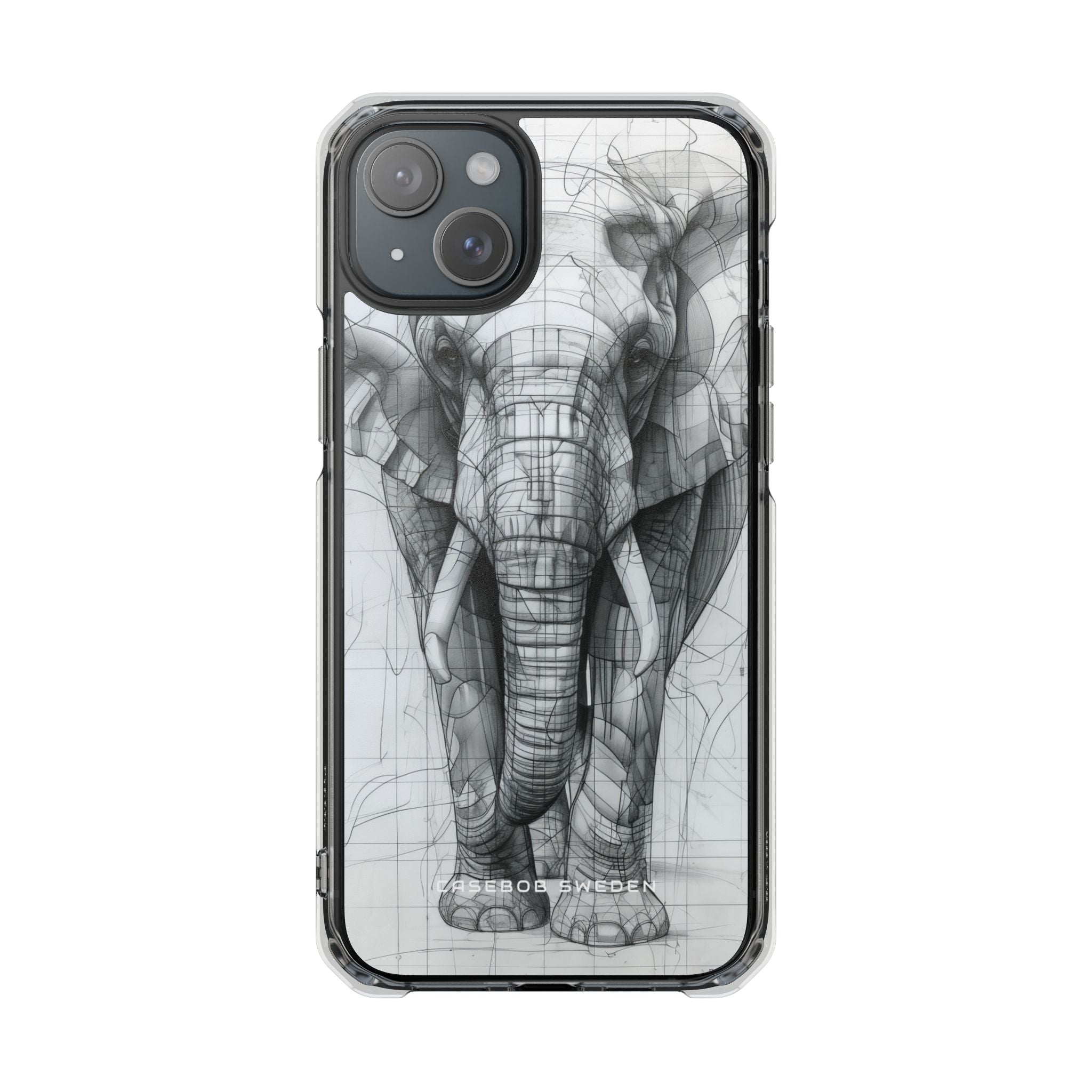 Elephant Line Geometry iPhone 15 - Clear Impact Phone Case