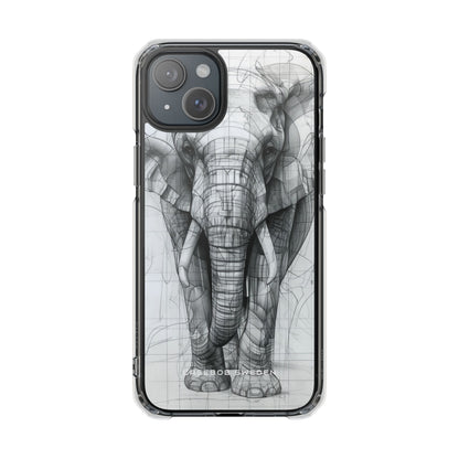 Elephant Line Geometry iPhone 15 - Clear Impact Phone Case