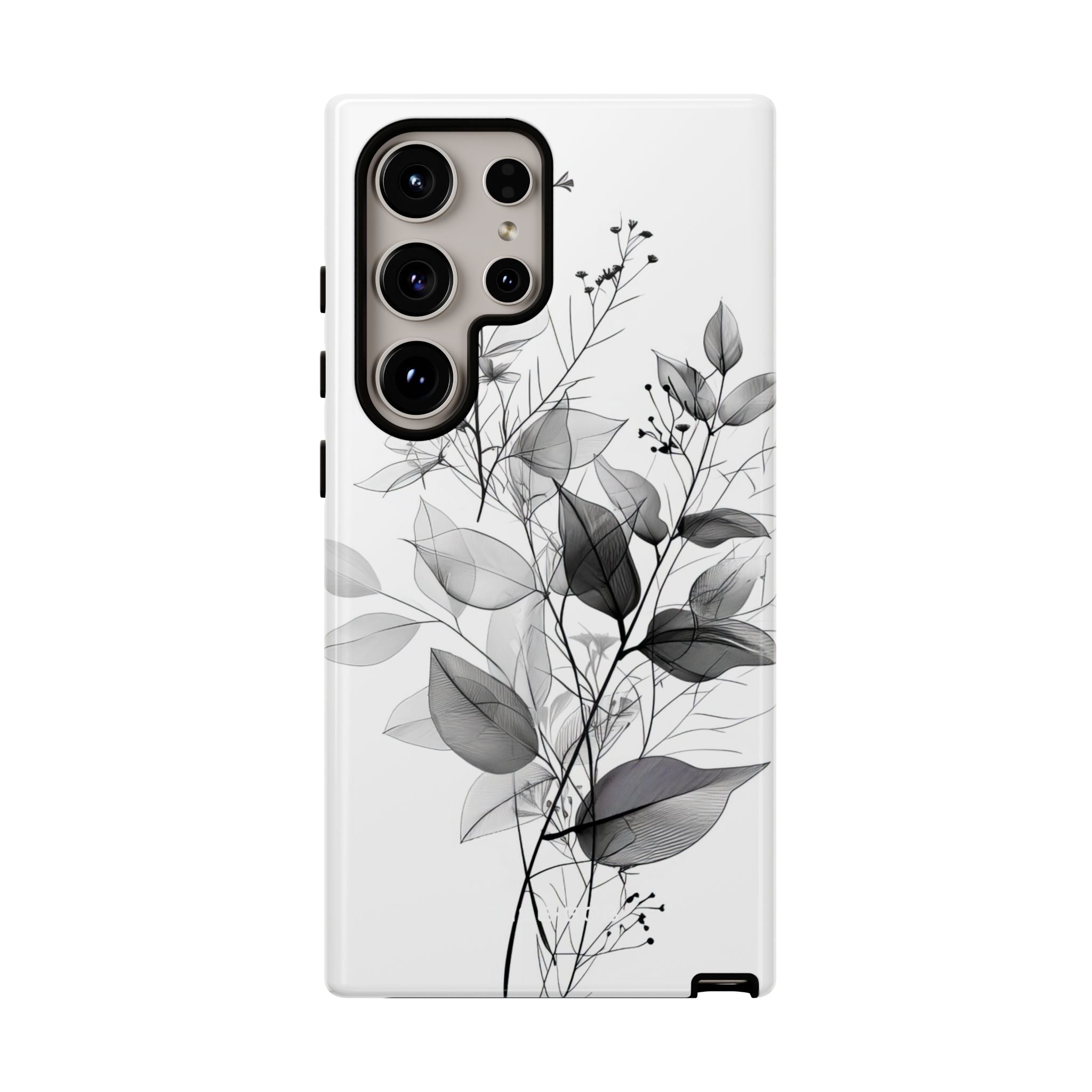 Veined Leaves Gray Samsung S24 Ultra Case - Tough