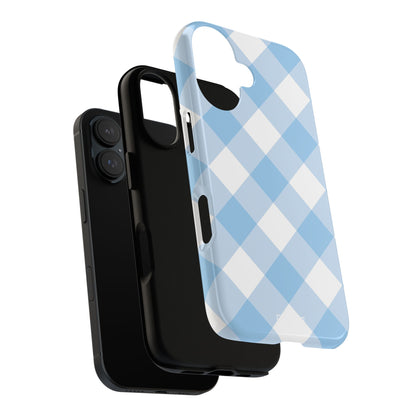 Soft Blue Gingham Elegance - iPhone Case