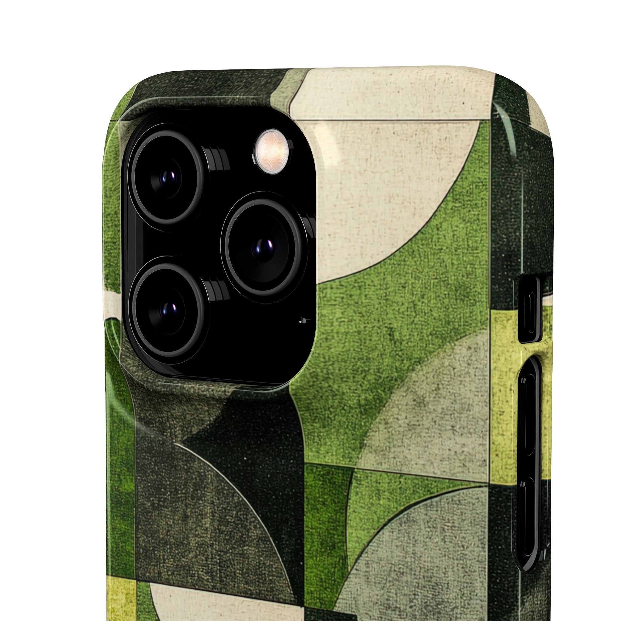 Green Geometric Harmony - Slim iPhone 14 Phone Case