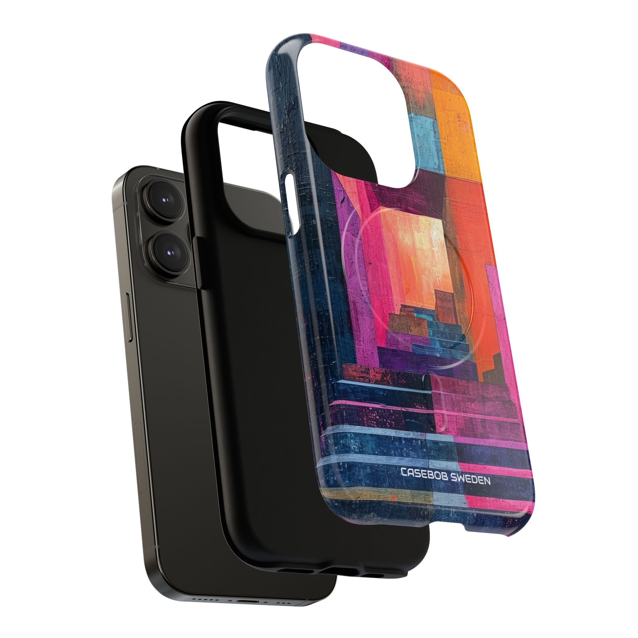 Pink Orange Geometry - Tough + MagSafe® iPhone 14 Phone Case