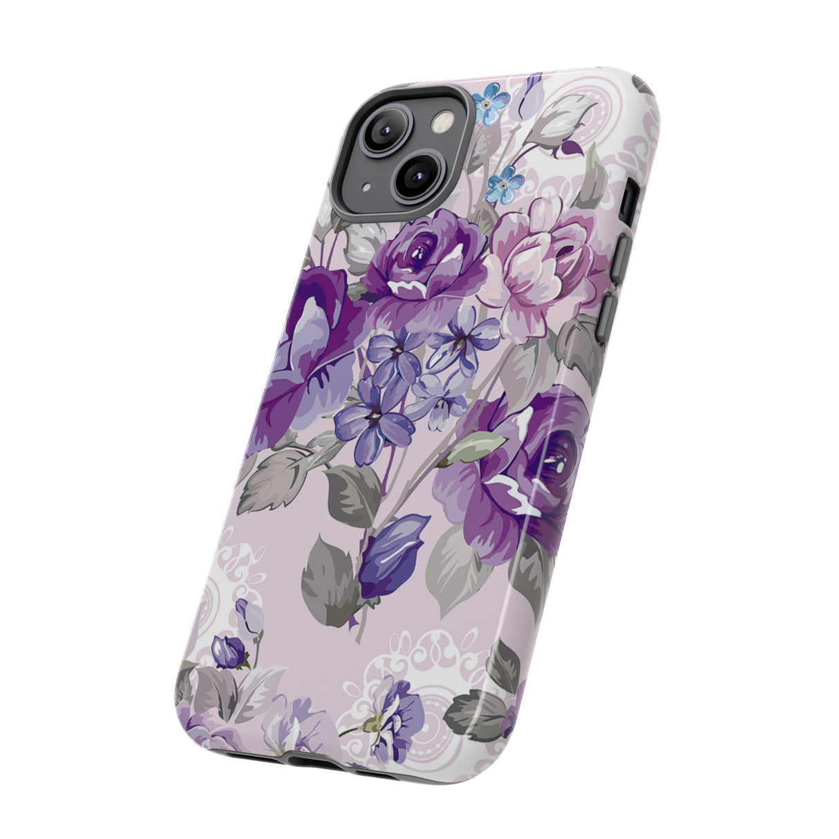 Beautiful vintage purple flower iPhone case (Protective) - Protective Phone Case