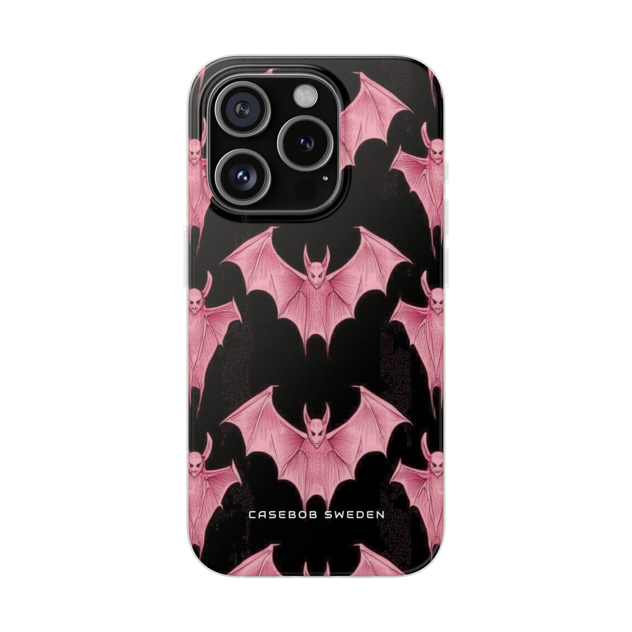 Gothic Pink Bats Aflame iPhone 15 - Flexi-Handyhülle