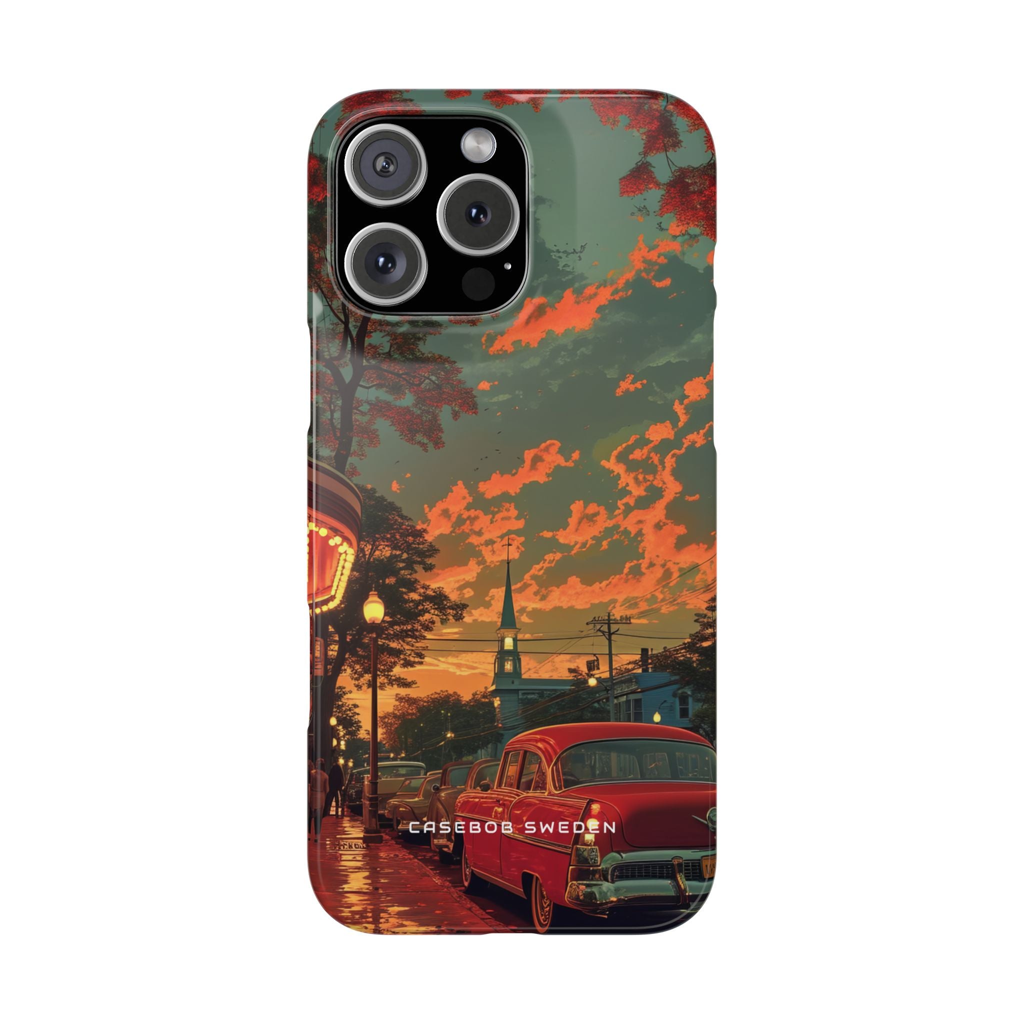 Mid-Century Nostalgia Streetscape iPhone 16 - Slim Phone Case