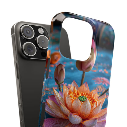 Vibrant Lotus Embroidery - Slim iPhone 16 Phone Case