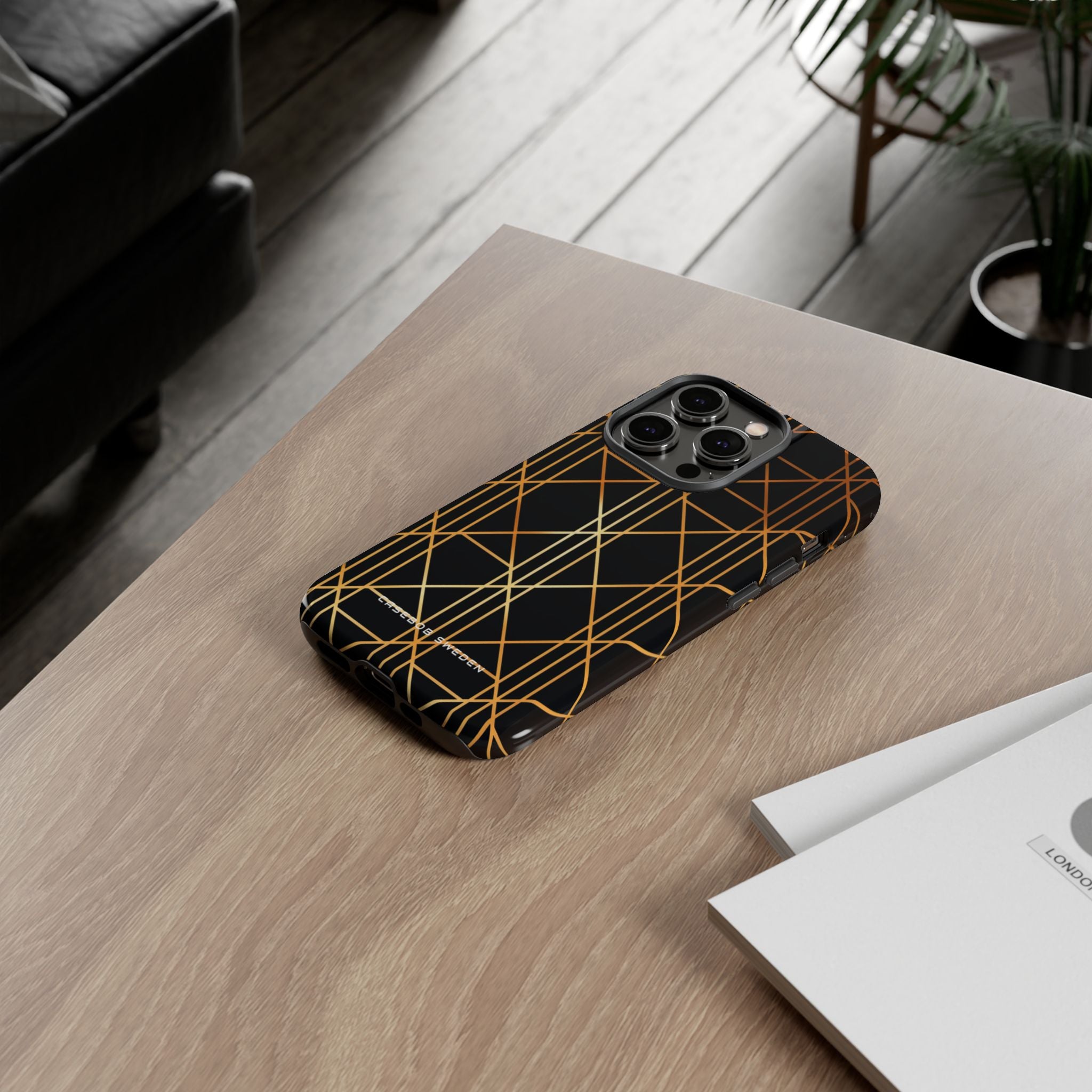 Golden Geometric Elegance iPhone 14 - Tough Phone Case