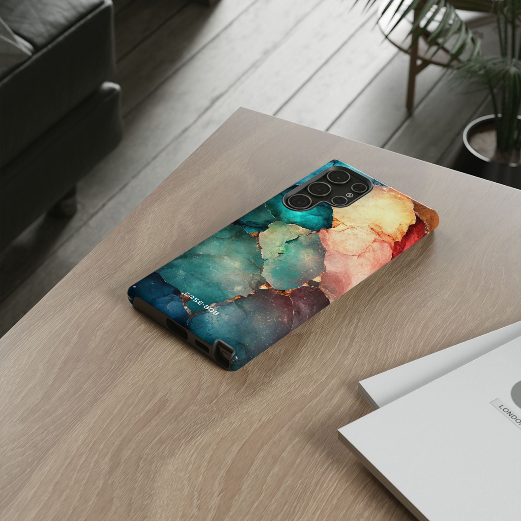 Teal Mosaic Veins Samsung S22 Ultra Case - Tough