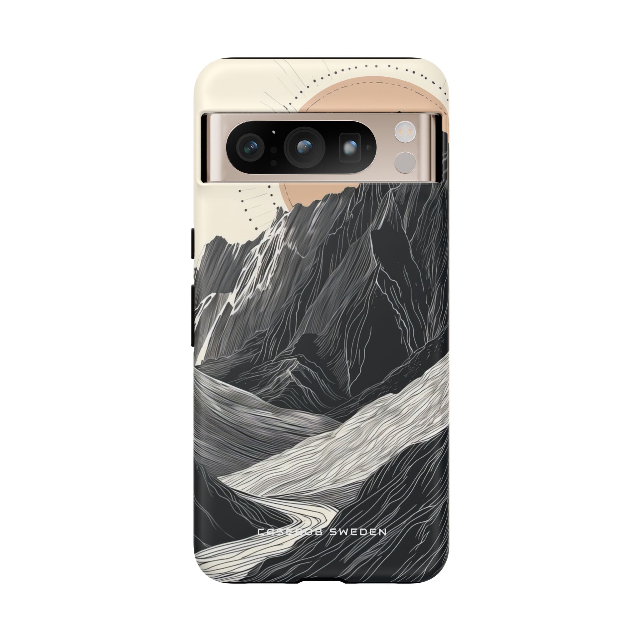 Minimalist Mountain Landscape with Flowing River Google Pixel 8 - Tough Phone Case