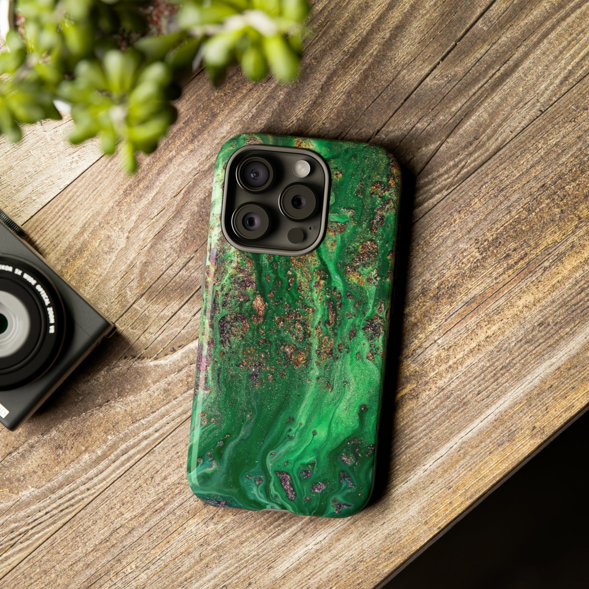 Green Sparkle Ink Art - Protective Phone Case