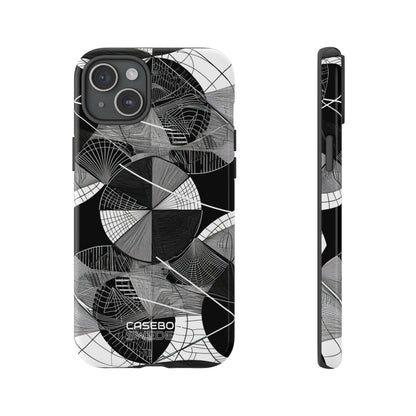 Labirinto a cerchi monocromatico iPhone 15 - Tough