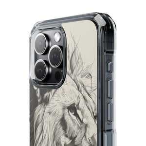 Majestic Linework Lion - Phone Case for iPhone (Clear Impact - Magnetic)