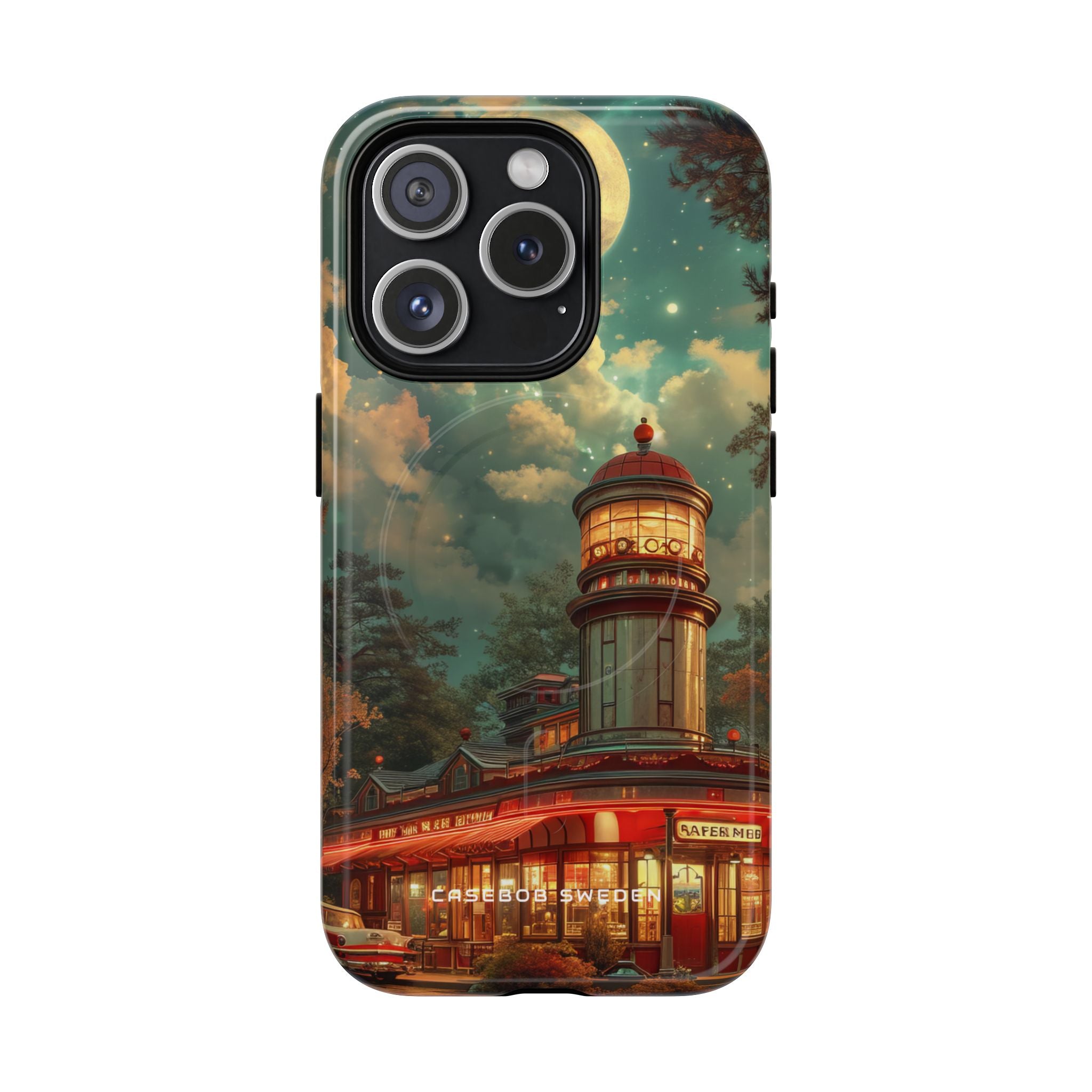 Vintage Moonlit Diner Fantasy iPhone 15 | Tough+ Phone Case