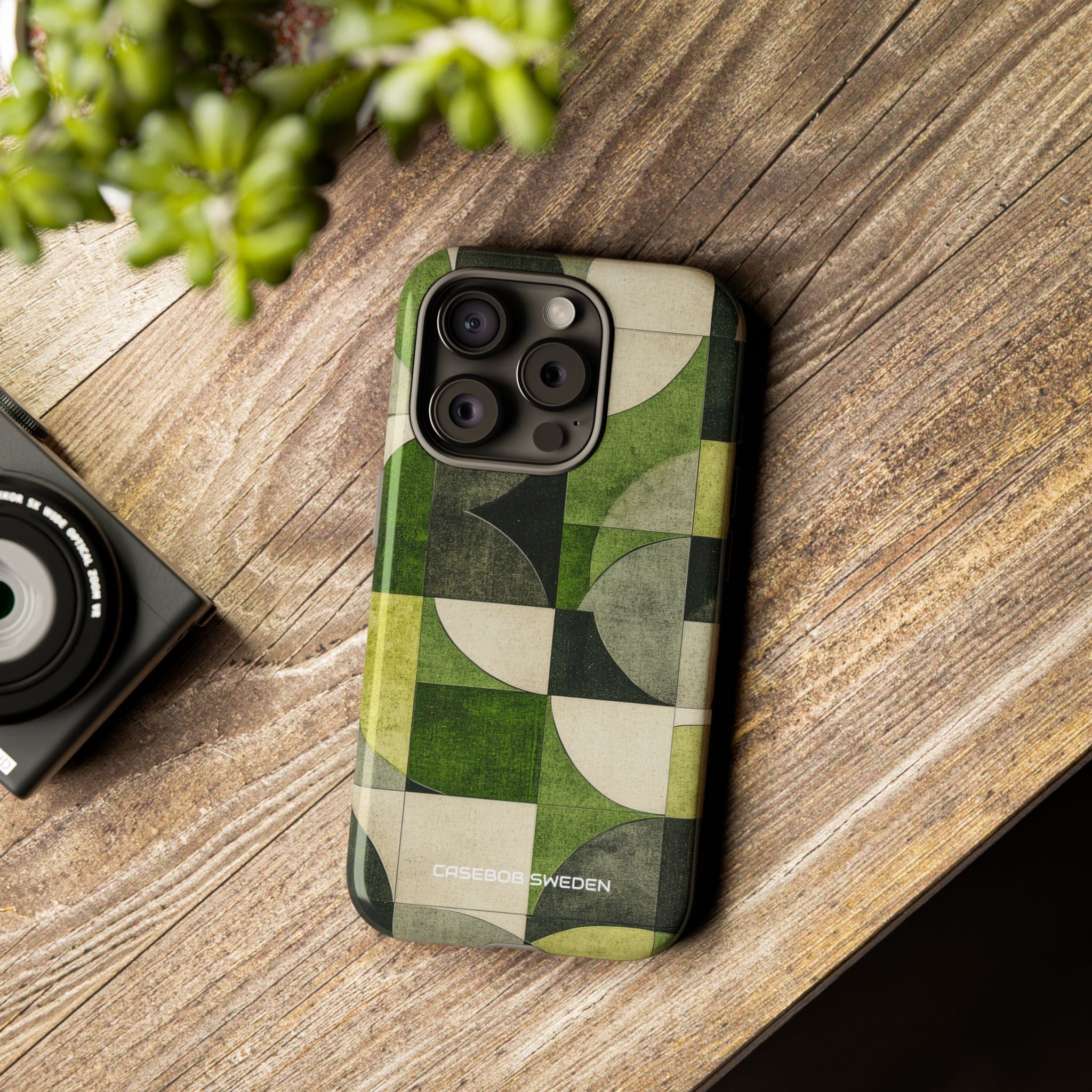 Green Geometric Harmony - Tough iPhone 15 Phone Case