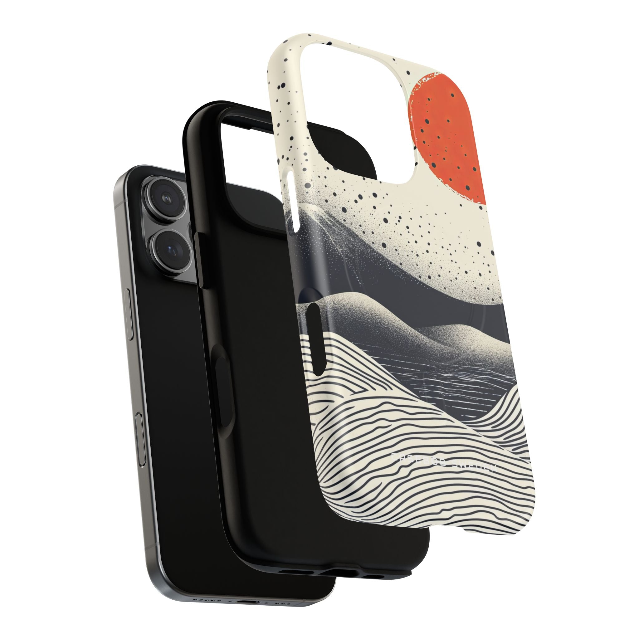 Red Sun Over Flowing Horizons iPhone 16 | Tough+ Phone Case